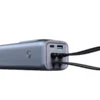 RG1 powerbank sett fra siden med betjeningsknapp og USB-C-kablene samlet i en løkke
